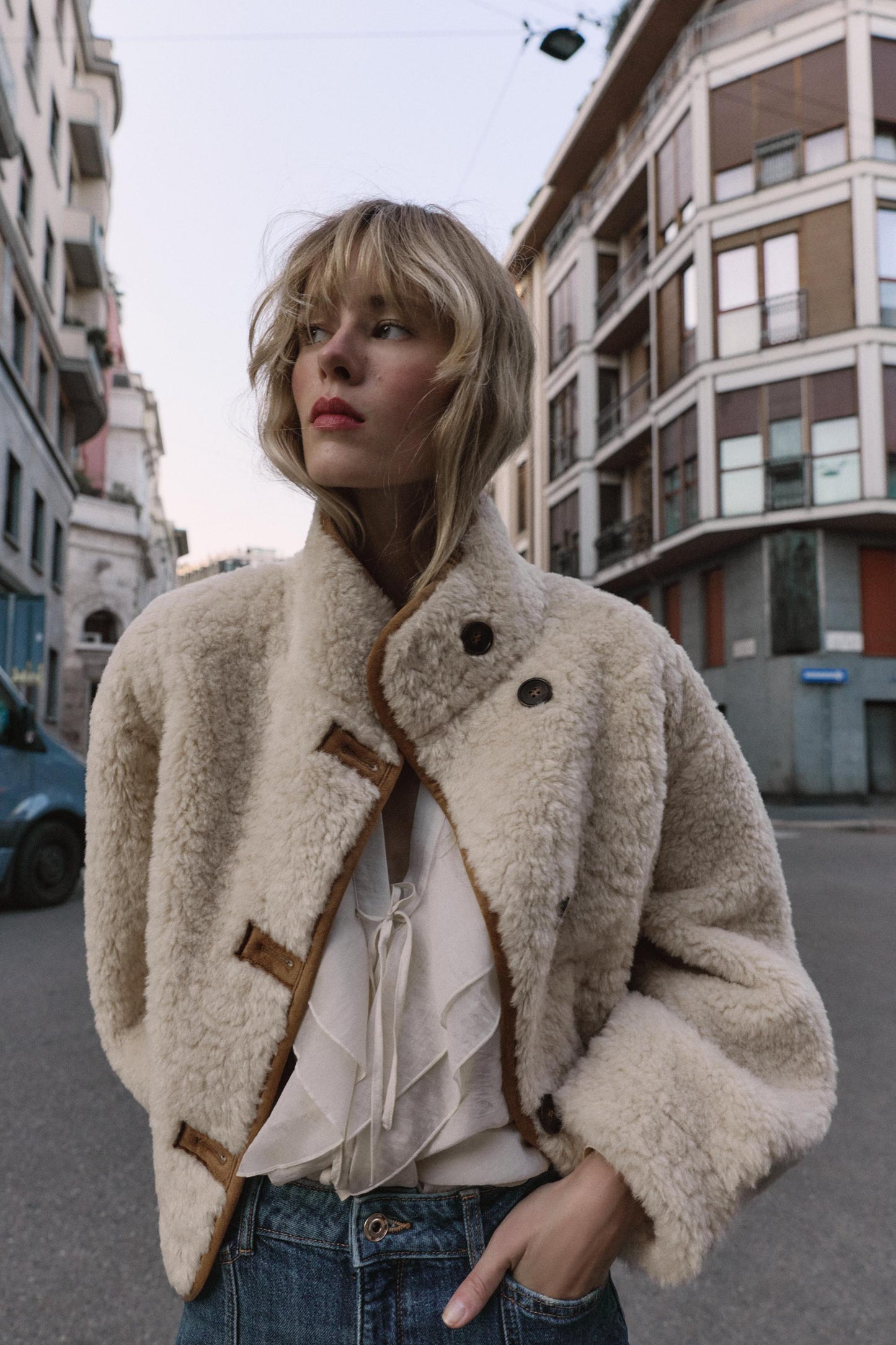Elise| Dames Omkeerbare Shearling Jas – Luxe Look met Knopen