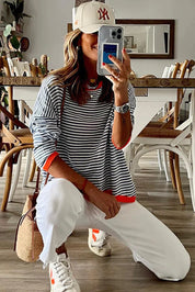 Gestreepte Trui Dames | Gebreide Trui met Klassiek Streepdesign