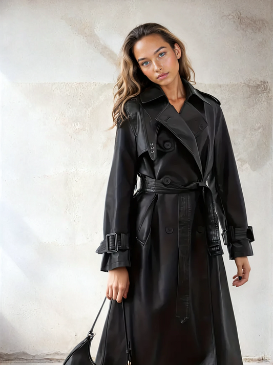Amara | Leren Trench Coat