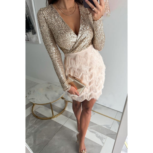 Maribel | Cocktailjurk Dames Pailletten | Stijlvolle Party Dress Met Verenaccent