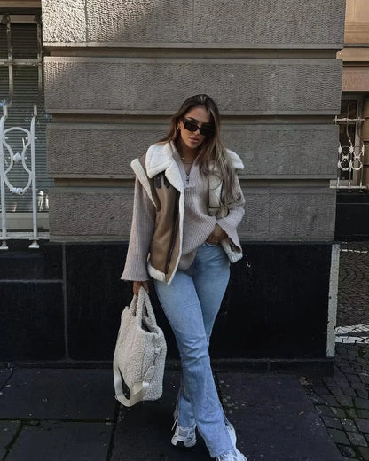 Julia | Teddy Bodywarmer Dames | Warme & Trendy Leer Look Gilet Voor Winter