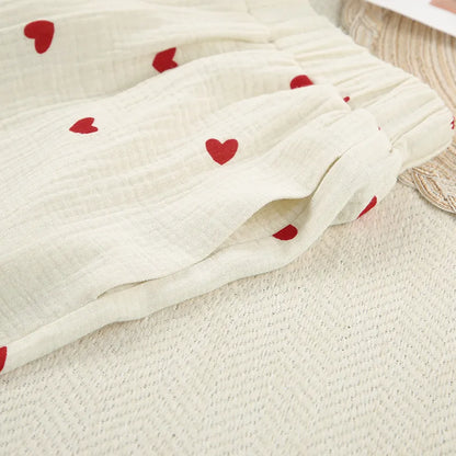 Lila Dames Witte Pyjama Met Hartprint | Comfortabele & Charmante Pyjama Set