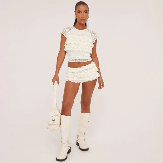 Fleur Lace Set | Chique Kanten Tweedelige Outfit voor Dames