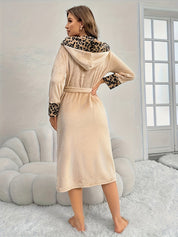 Mila Dames Badjas Luipaardprint | Zachte Fleece Badjas Met Capuchon