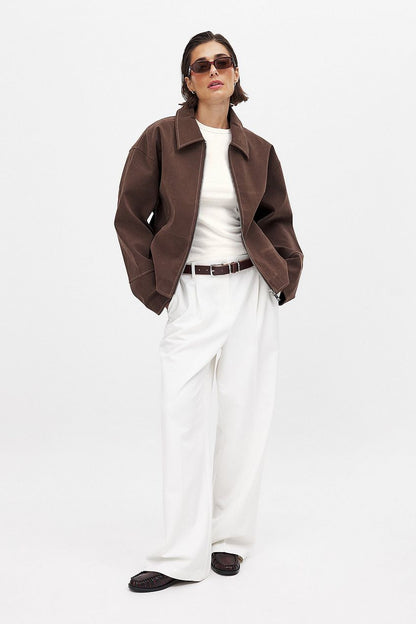 Mara Dames Suède Jas Bruin | Elegante Tijdloze Jas Voor Voorjaar & Herfst
