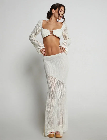 AVA | Gebreide zomerset met top en rok