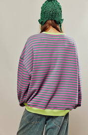 Noa | Gestreept Dames Sweatshirt – Casual Wintertrui met Contrasterende Details