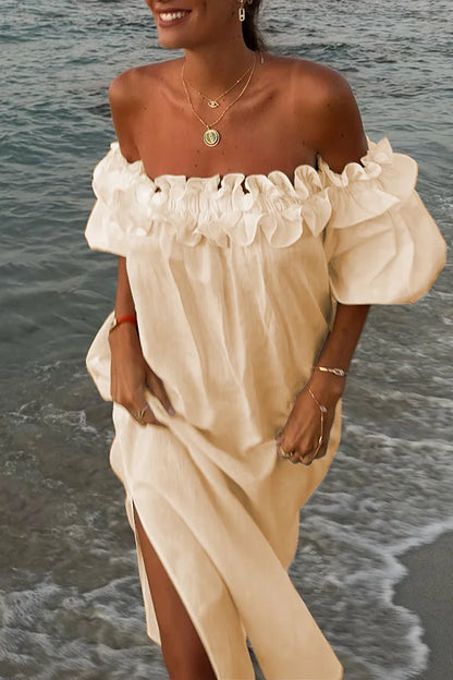 NOLANI | Comfortabele Off-the-Shoulder Midi Jurk