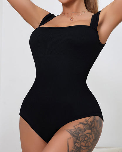 Lara | Strakke Bodysuit Dames | Geribd, Vierkante Hals & Modieus
