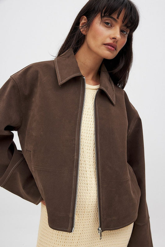 Mara Dames Suède Jas Bruin | Elegante Tijdloze Jas Voor Voorjaar & Herfst