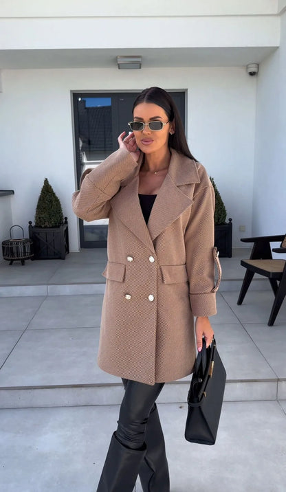 Noa | Dames Oversized Blazerjas | Stijlvolle Lange Blazer Met Dubbele Knoopsluiting