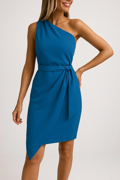 Amélie | One Shoulder Dames zomerjurk Met Tailleband