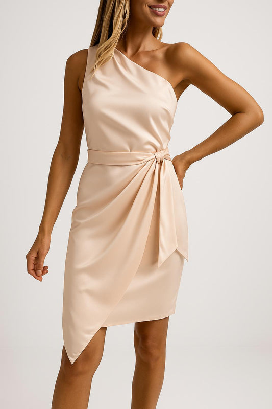 Amélie | One Shoulder Dames zomerjurk Met Tailleband