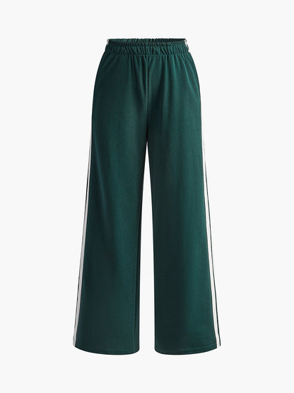 Patchwork Broek Dames | Gestreepte Hoge Taille Broek met Comfortabele Pasvorm