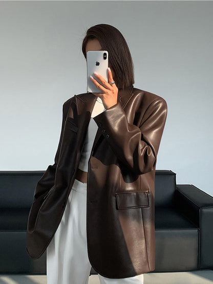 Isabeau | Blazer Dames Leer | Oversized, Modieus & Perfect voor Elke Gelegenheid