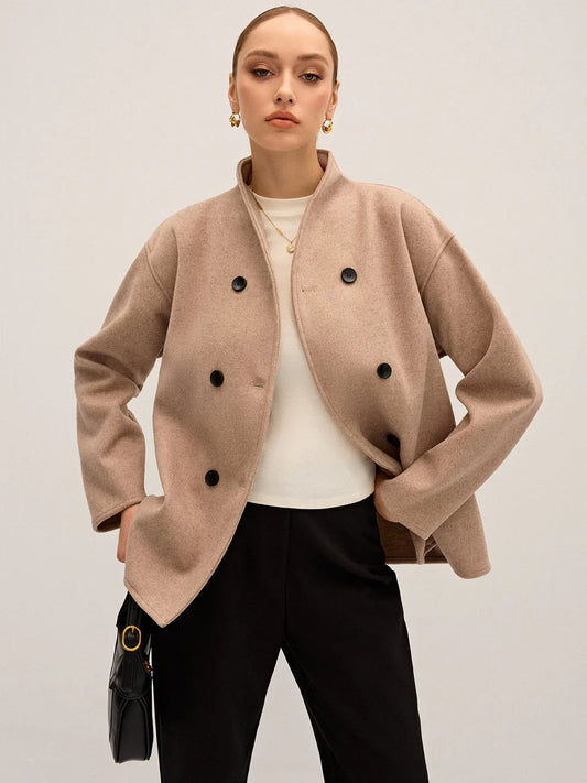Larena | Stijlvolle Oversized Jas Dames | Elegante Tussenjas Met Knopen
