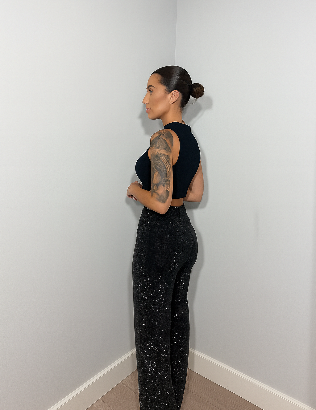 Noa | Dames Hoge Taille Jeans – Rechte Pasvorm met Glitter Detail