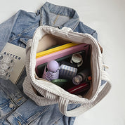 Emma Tote bag | Dames geribde tas met koorddetail en ruime opbergruimte