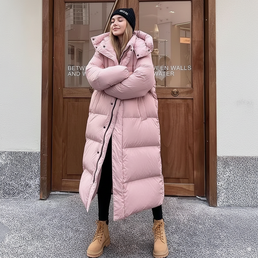 Beau | Dames Lange Puffer Jas | Warme & Winddichte Jas Met Capuchon Voor Winter