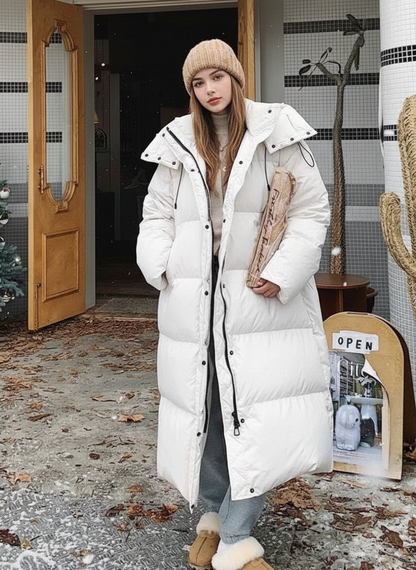 Beau | Dames Lange Puffer Jas | Warme & Winddichte Jas Met Capuchon Voor Winter