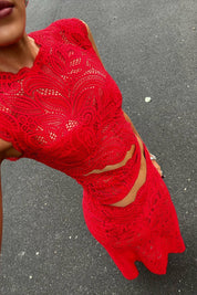 Mila | Elegante Kant Set Dames – Luxe Tweedelige Set voor Kerst & Feestelijke Avonden