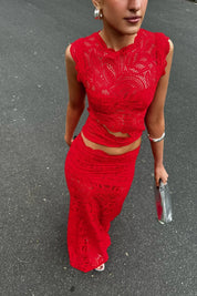 Mila | Elegante Kant Set Dames – Luxe Tweedelige Set voor Kerst & Feestelijke Avonden