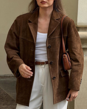 Dames Suède Blazer |  Elegante Blazer met Nette Knoopsluiting