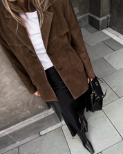 Dames Suède Blazer |  Elegante Blazer met Nette Knoopsluiting