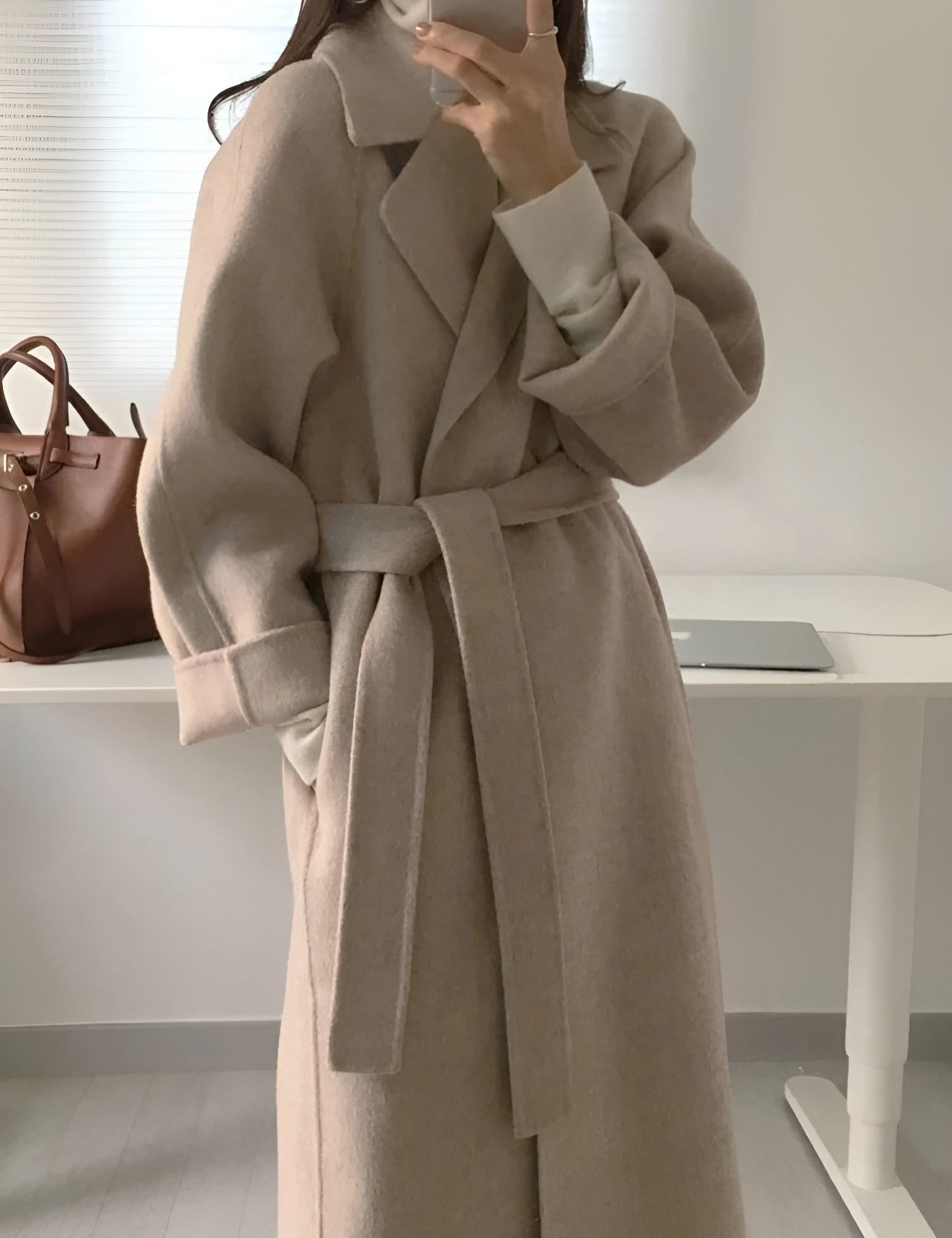 Faye | Wollen Mantel Dames | Lange Klassieke Jas van Warme Wolmix