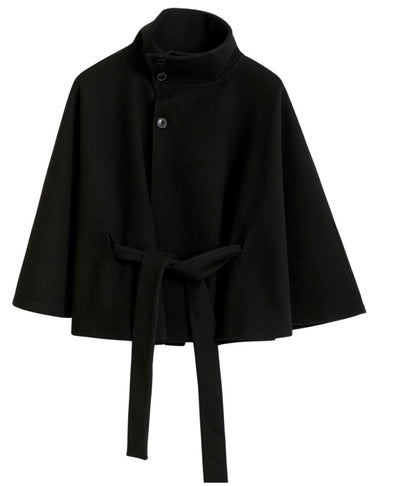 Cape Jas Dames – Clara Model met Hoge Kraag, Ceintuur & Cape-Mouwen