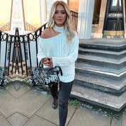 Sanne | Dames Gebreide Sweater | Trendy Open Schouder & Comfortabel