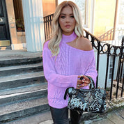 Sanne | Dames Gebreide Sweater | Trendy Open Schouder & Comfortabel