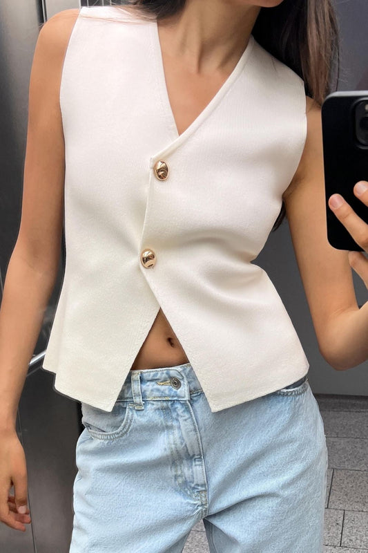 ALINA | Gilet zomer Top gouden knoop