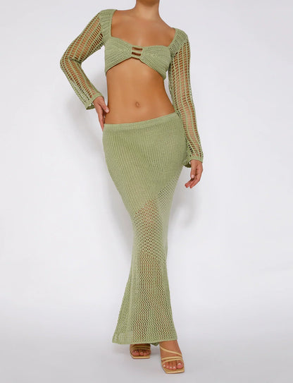 AVA | Gebreide zomerset met top en rok