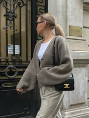 Gebreide Cardigan Dames – Vest met Knoopsluiting en Elegante V-Hals