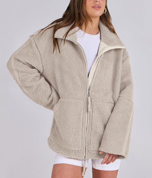 Elise | Wollen Fleece Jas Dames | Warme & Zachte Winterjas Voor Koude Dagen