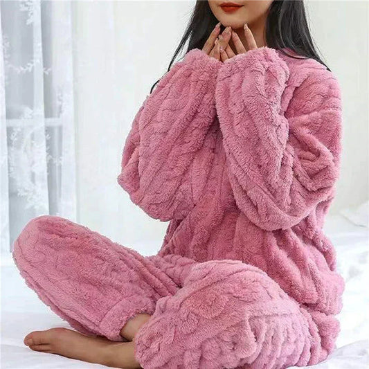 Lina | Cozy Fleece Lounge Pyjamaset Voor Dames – Warm, Zacht & Perfect Voor Koude Avonden