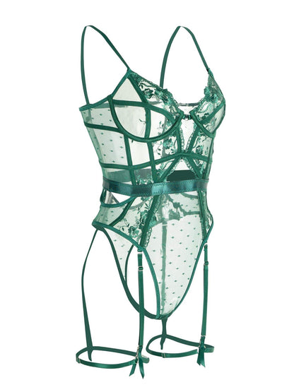 Varleina | Groene Kanten Lingerieset Dames | Luxe & Verleidelijk met Borduurdetails