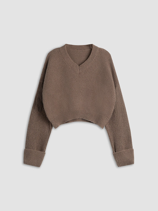 Minea | Comfy Dames Cropped Sweater | V-Hals & Perfecte Fit