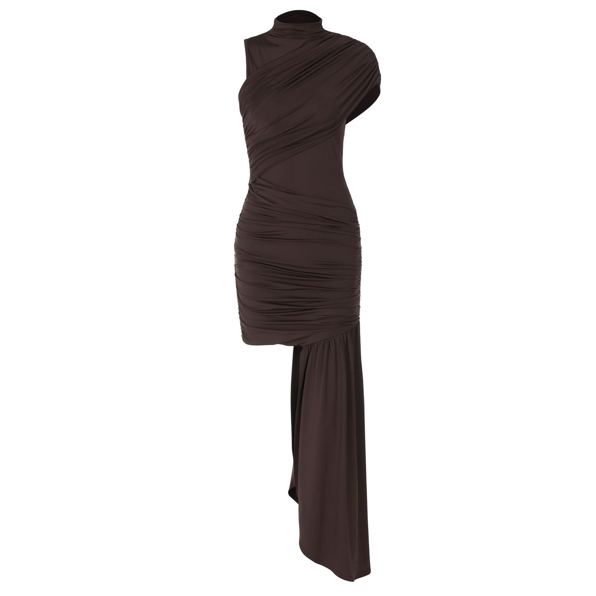 Amara | Asymmetrische Jurk Dames | Elegante Gedrapeerde Luxe Jersey Jurk