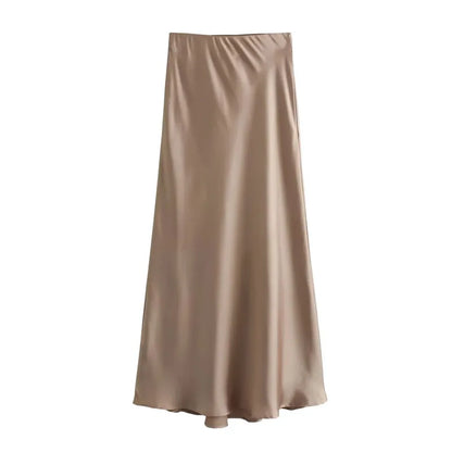 Satijnen Lange Rok Dames | Hoge Taille Rok met Elegante Glanzende Look
