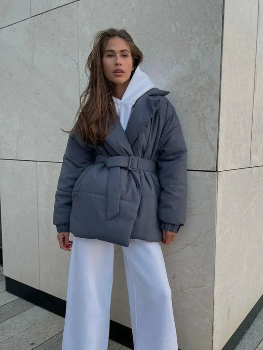 Aurellie | Puffer Jas Dames Met Ceintuur | Warme & Trendy Gewatteerde Winterjas