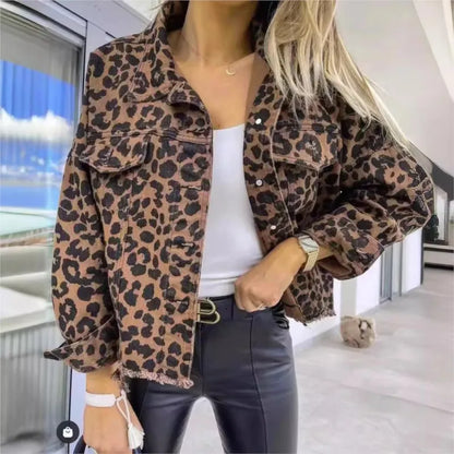 LIV | Denimjack met Luipaardprint