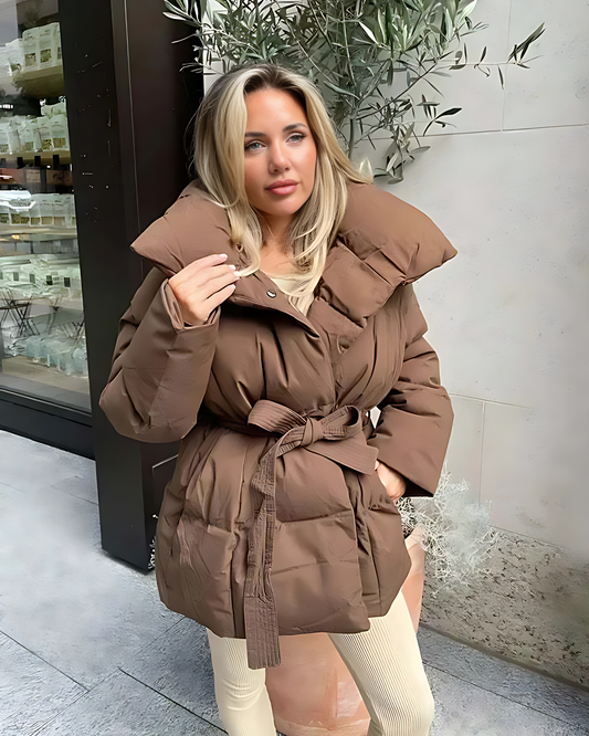 Noor | Gewatteerde Winterjas Met Ceintuur Voor Dames – Warm, Stijlvol & Perfect Voor IJskoude Dagen