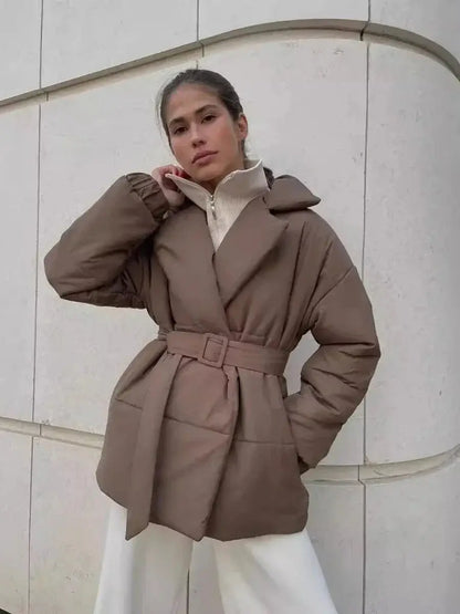 Aurellie | Puffer Jas Dames Met Ceintuur | Warme & Trendy Gewatteerde Winterjas