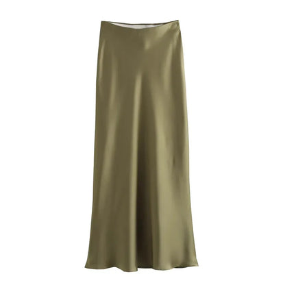 Satijnen Lange Rok Dames | Hoge Taille Rok met Elegante Glanzende Look