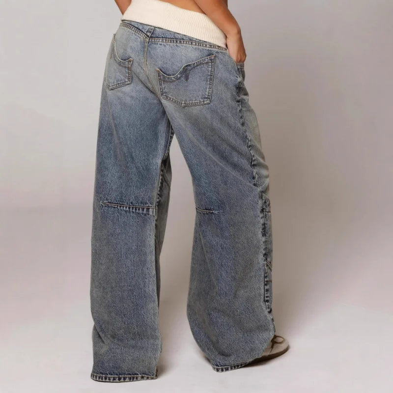 Lina | Baggy Wide-Leg Jeans Dames – Trendy Wijdvallende Spijkerbroek met Hoge Taille
