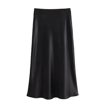 Satijnen Lange Rok Dames | Hoge Taille Rok met Elegante Glanzende Look