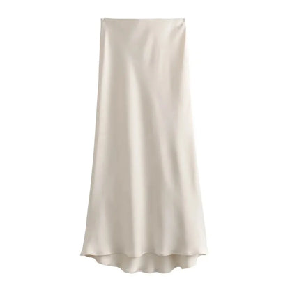 Satijnen Lange Rok Dames | Hoge Taille Rok met Elegante Glanzende Look