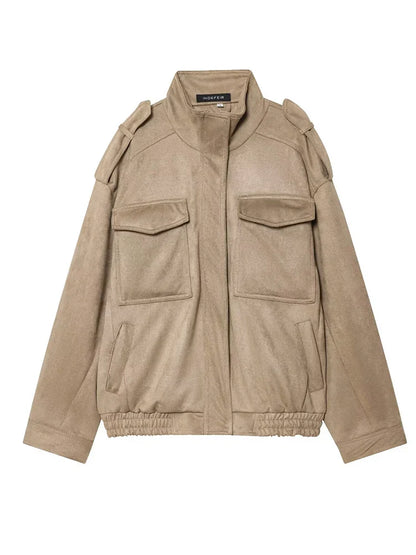 Floor | Herfst Bomberjack Dames | Stijlvolle Suede Look Jas Voor Elke Dag